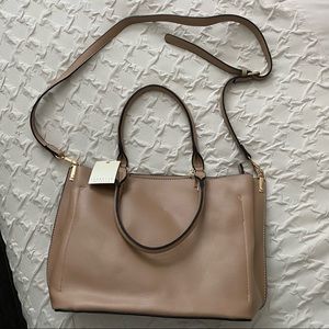 Isabelle Handbags || light brown tote bag w/ crossbody handle
